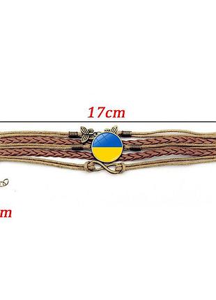 Браслет на руку патріотичний з українською символікою, браслет жіночий коричневий з...