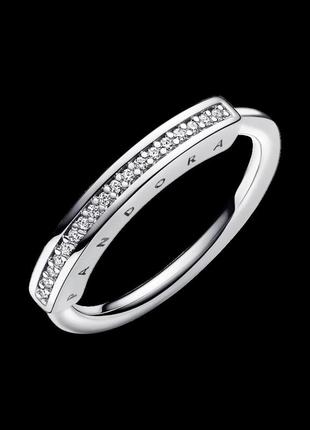 Серебряное кольцо с логотипом пандора3 фото