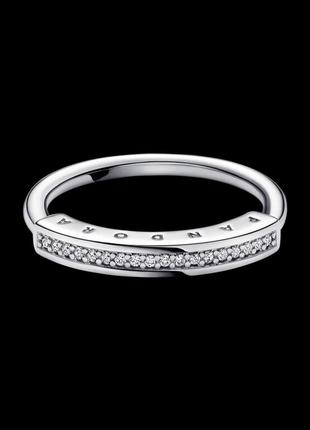 Серебряное кольцо с логотипом пандора2 фото