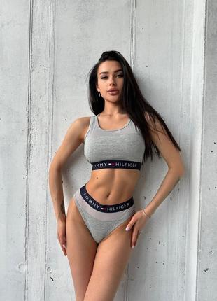 Спортивний комплект білизни з логотипом tommy Ceinture hilfiger сірий3 фото