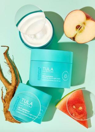 Набір пробників крем та засіб для очищення шкіри tula 24-7 moisture hydrating day & night cream2 фото