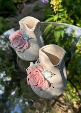 🌸 фарфоровая ваза для цветов: роскошь и нежность в каждой детали! 🌸💐 размер:14 см5 фото