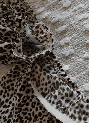 Леопардовый топ со спущенными рукавами на резинке открытые плечи9 фото