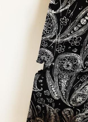 Красивая ткань чёрная орнамент пейсли модный принт белые "турецкие огурцы" материал8 фото
