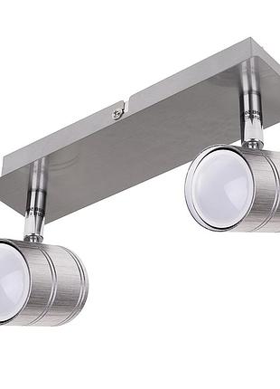 Светильник спот на два поворотных плафона под лампу gu10 серебристого цвета brille htl-205/2 sn