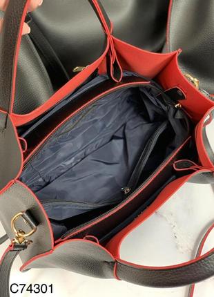 Женская черная сумка вместительная экокожа6 фото