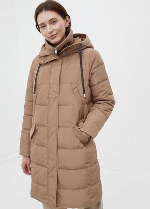 Довга жіноча зимова куртка finn flare fwb11068-608 down fill бежева s