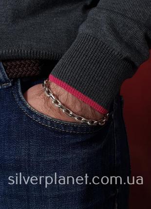 Масивний срібний браслет чоловічий якір. браслет якірне плетіння срібло 9252 фото