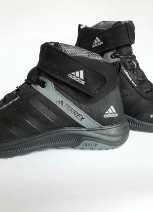 Кросівки чоловічі шкіряні на хутрі високі adidas terrex.9 фото