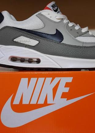 Кроссовки мужские nike air max 90 бело-серые кроссовки для занятий спортом кожаные мужские кроссовки