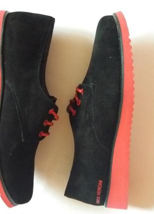 Туфли  макасины женские замшевые черные с красной подошвой на шнурке 41рзмер(последний)10 фото