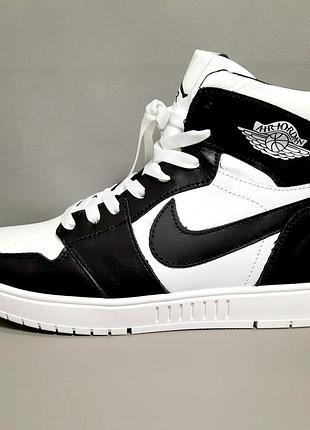 Кроссовки мужские кожаные зимние бело-черные nike air jordan.
