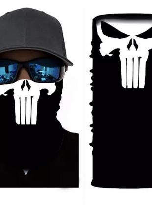 Мото buff punisher (палач-череп). качественная бафф-маска на лицо