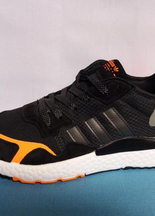 Кроссовки мужские черные с оранжевыми вставками adidas jogger1 фото