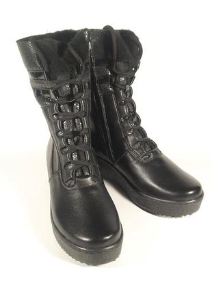 Женские ботинки  зимние кожаные черные . обувь больших размеров6 фото