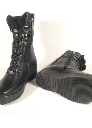 Женские ботинки  зимние кожаные черные . обувь больших размеров4 фото