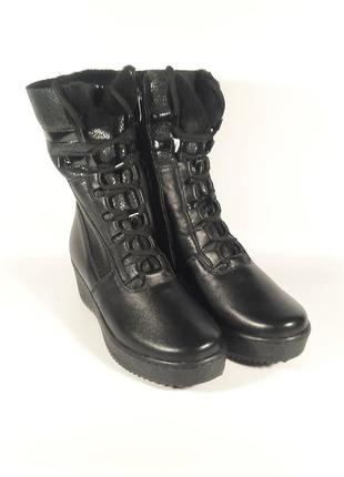 Женские ботинки  зимние кожаные черные . обувь больших размеров5 фото