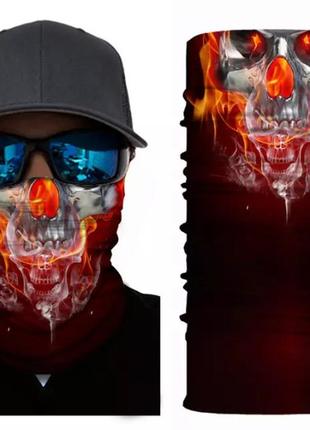 Мото баф fire skull. якісна маска на обличчя1 фото