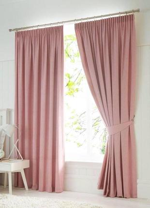 Готовий комплект рожевих штор для дитячої або спальні 200х280см/пара
