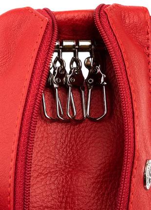 Ключница-кошелек с кармашком женская st leather 19347 красная4 фото