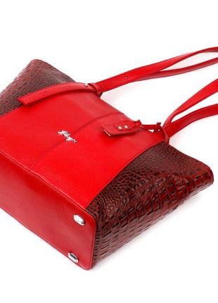 Деловая женская сумка с ручками karya 20875 кожаная красный3 фото