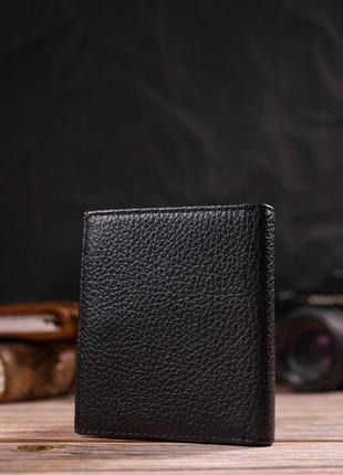 Интересное портмоне для мужчин в комбинации двух цветов из натуральной зернистой кожи canpellini 21741 черное7 фото