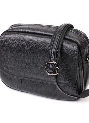 Каркасна жіноча сумка з натуральної шкіри 22083 vintage чорна
