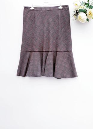 Красивая юбка миди с воланом стильная юбка в клетку большой размер2 фото