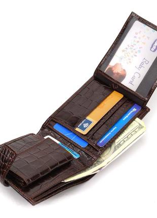 Вместительный мужской бумажник из натуральной фактурной кожи с тиснением под крокодила canpellini 217885 фото