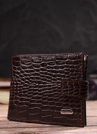 Вместительный мужской бумажник из натуральной фактурной кожи с тиснением под крокодила canpellini 217886 фото