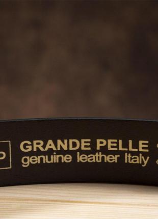 Надежный кожаный итальянский ремень grande pelle 00242 коричневый4 фото