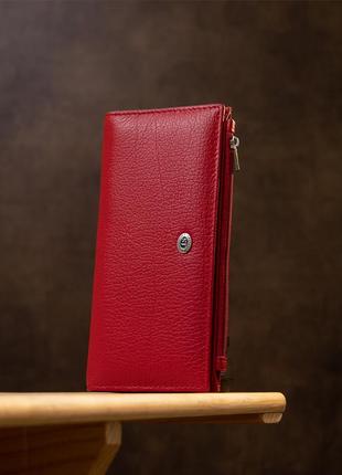 Женский кожаный кошелек st leather 19381 красный6 фото