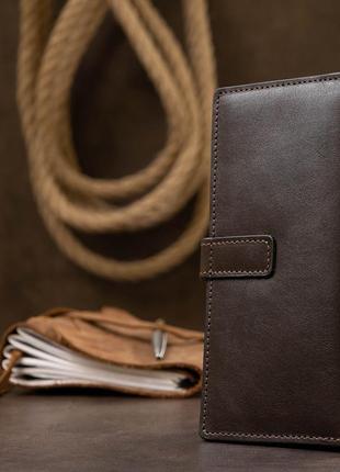Кожаное мужское глянцевое портмоне grande pelle 11517 коричневый8 фото