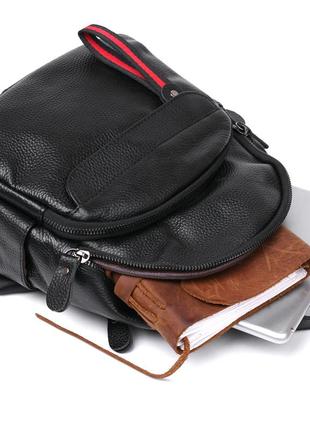 Кожаный небольшой женский рюкзак vintage 20675 черный5 фото