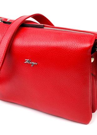 Удобная женская сумка на плечо karya 20884 кожаная красный