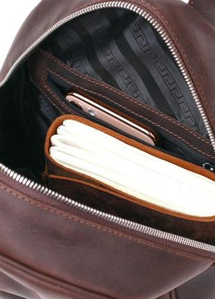 Універсальний матовий жіночий рюкзак з натуральної шкіри shvigel коричневий шкіряний 163293 фото