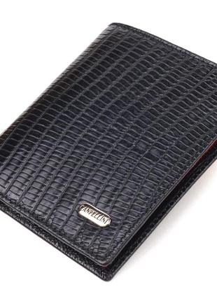 Мужское портмоне из натуральной фактурной кожи canpellini 21501 черное