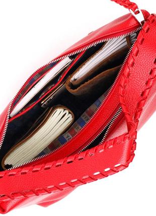 Вместительная женская сумка karya 20849 кожаная красный5 фото