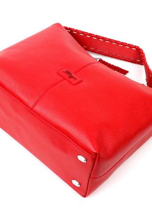 Вместительная женская сумка karya 20849 кожаная красный3 фото