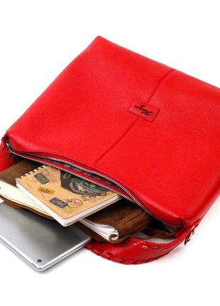 Вместительная женская сумка karya 20849 кожаная красный9 фото