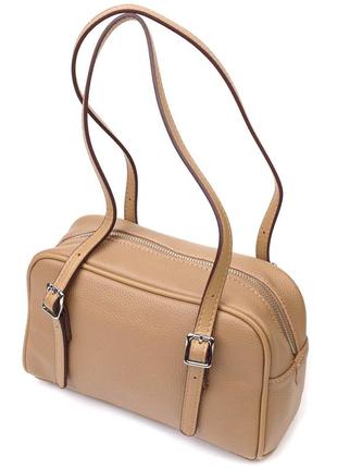 Ділова сумка-клатч зі знімними ручками з натуральної шкіри 22077 vintage бежева