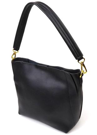 Деловая женская сумка из натуральной кожи 22109 vintage черная