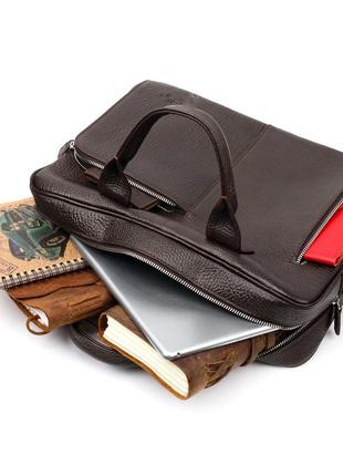 Надійна сумка-портфель на плече karya 20874 шкіряна коричневий8 фото