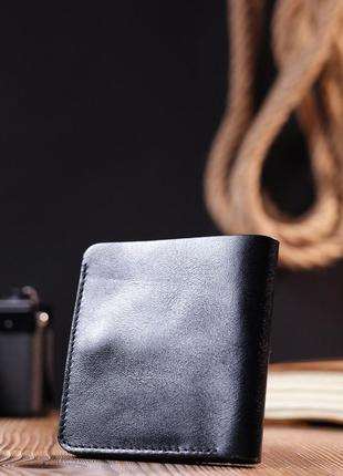 Небольшое кожаное портмоне для мужчин shvigel 16606 черный7 фото