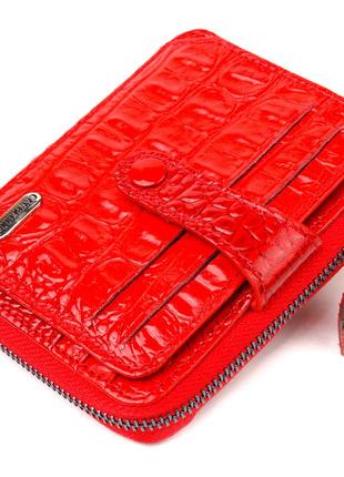 Оригинальное женское портмоне из натуральной фактурной кожи canpellini 21489 красное