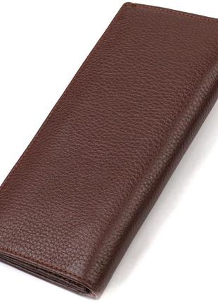 Чоловічий вертикальний гаманець без застібки з натуральної шкіри canpellini 21904 коричневий2 фото