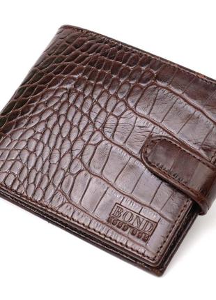 Чоловічий фактурний горизонтальний гаманець із натуральної шкіри з тисненням під крокодила tony bellucci 22043
