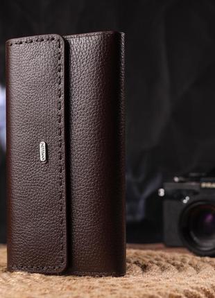 Вместительный женский кошелек из натуральной кожи canpellini 21660 коричневый6 фото