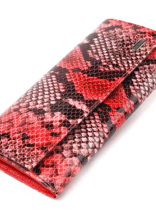 Яркий женский кошелек из натуральной фактурной кожи с тиснением под змею canpellini 21627 разноцветный