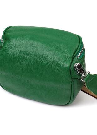 Модна жіноча сумка через плече з натуральної шкіри 22124 vintage зелена2 фото